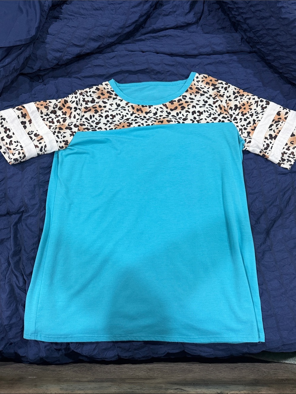 Turquoise Leopard Sleeve women’s Top - Boutique, bought